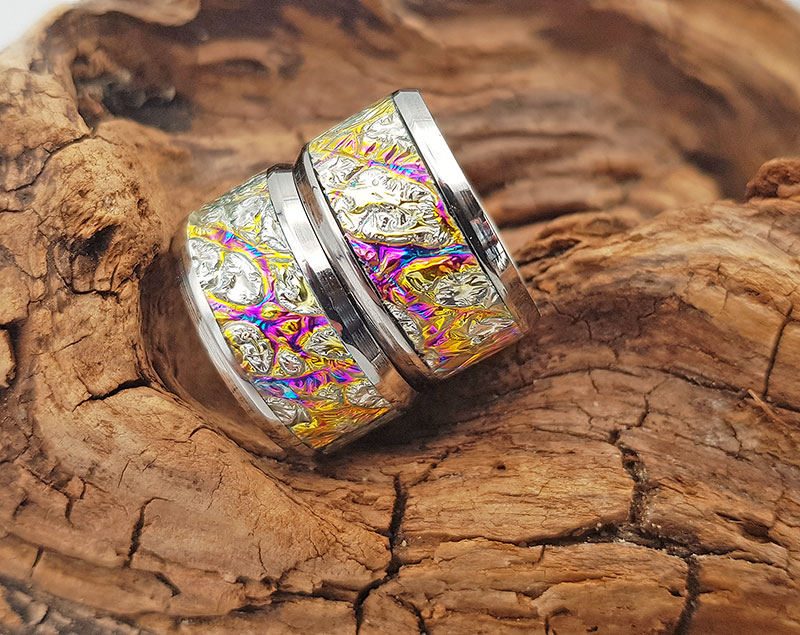 Edelstahlring mit Dichrolam-Inlay, Manufaktur-Schwalm